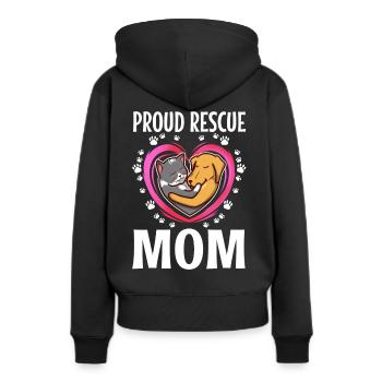 Proud rescue mom - Frauen Premium Bio Hoodie - Schwarz - Hinten - Julia (174cm)