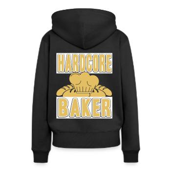 Boulanger hardcore - Sweat à capuche Premium bio Femme - noir - Dos - Julia (174cm)