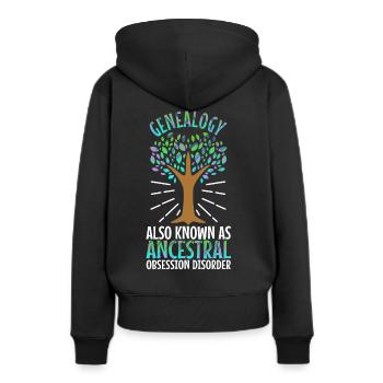 Trouble obsessionnel ancestral - Sweat à capuche Premium bio Femme - noir - Dos - Julia (174cm)