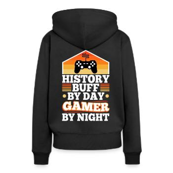 Histoire par joueur de jour la nuit - Sweat à capuche Premium bio Femme - noir - Dos - Julia (174cm)