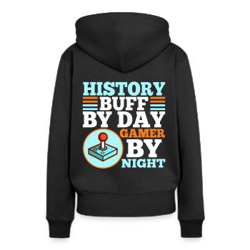 Histoire par joueur de jour la nuit - Sweat à capuche Premium bio Femme - noir - Dos - Julia (174cm)