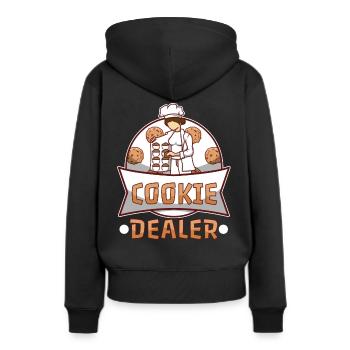Cookie dealer - Frauen Premium Bio Hoodie - Schwarz - Hinten - Julia (174cm)