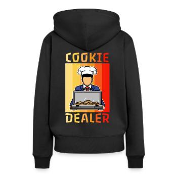 Cookie dealer - Frauen Premium Bio Hoodie - Schwarz - Hinten - Julia (174cm)