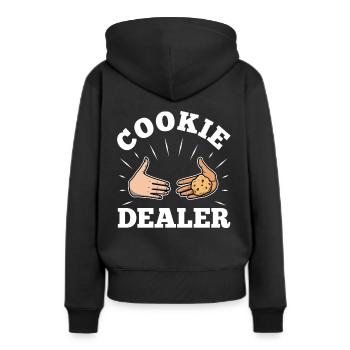 Cookie dealer - Frauen Premium Bio Hoodie - Schwarz - Hinten - Julia (174cm)