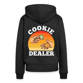 Cookie dealer - Frauen Premium Bio Hoodie - Schwarz - Hinten - Julia (174cm)
