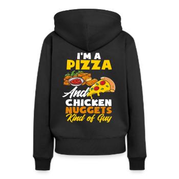 Chicken Nuggets Pizza - Frauen Premium Bio Hoodie - Schwarz - Hinten - Julia (174cm)