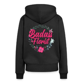 Fleuriste robuste - Sweat à capuche Premium bio Femme - noir - Dos - Julia (174cm)