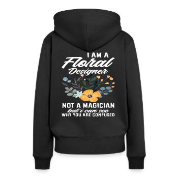 Fleuriste Fleuriste Magicien - Sweat à capuche Premium bio Femme - noir - Dos - Julia (174cm)