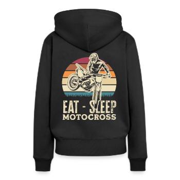 Motocross Kindermotocross Matsch - Frauen Premium Bio Hoodie - Schwarz - Hinten - Julia (174cm)