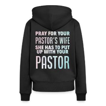 Pasteur Pasteur Prédication Chrétien priant - Sweat à capuche Premium bio Femme - noir - Dos - Julia (174cm)