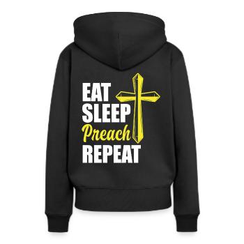 Pasteur Pasteur Alimentation Sommeil Prédication - Sweat à capuche Premium bio Femme - noir - Dos - Julia (174cm)