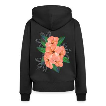 Bouquet de fleurs d’hibiscus - Bouquet - Fleurs - Sweat à capuche Premium bio Femme - noir - Dos - Julia (174cm)