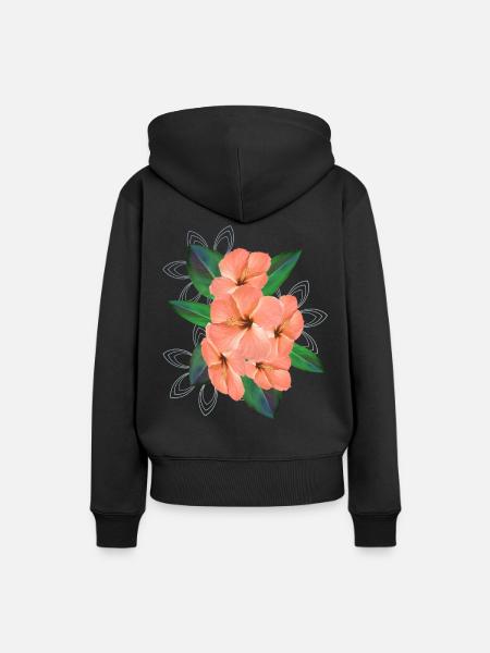 Bouquet de fleurs d’hibiscus - Bouquet - Fleurs - Sweat à capuche Premium bio Femme - noir