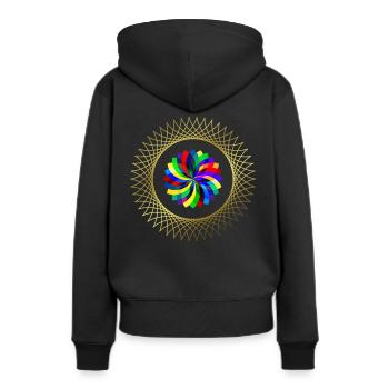 Graphique - motif graphique - motif géométrique - Sweat à capuche Premium bio Femme - noir - Dos - Julia (174cm)