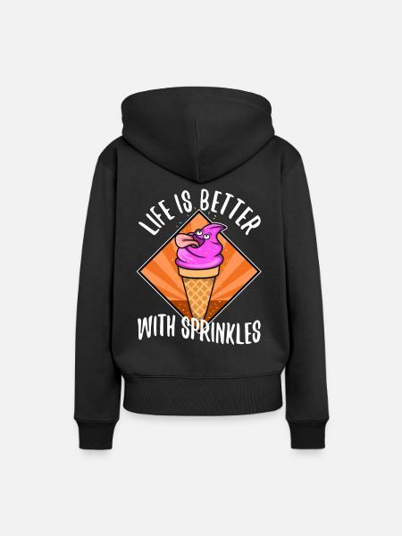 Life Is Better With Sprinkles - Frauen Premium Bio Hoodie - Schwarz