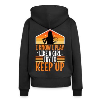 I know i play like a girl volleyball - Frauen Premium Bio Hoodie - Schwarz - Hinten - Julia (174cm)
