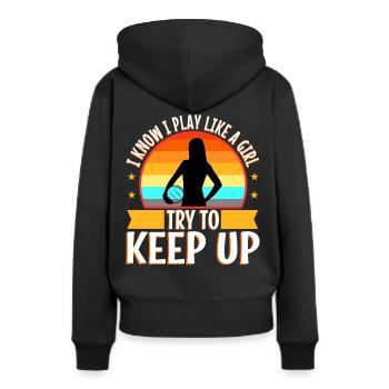 I know i play like a girl volleyball - Frauen Premium Bio Hoodie - Schwarz - Hinten - Julia (174cm)
