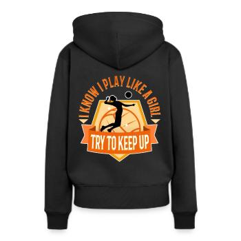 I know i play like a girl volleyball - Frauen Premium Bio Hoodie - Schwarz - Hinten - Julia (174cm)