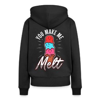 Tu me fais fondre, crème glacée - Sweat à capuche Premium bio Femme - noir - Dos - Julia (174cm)