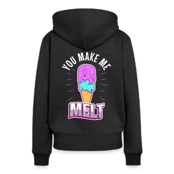 Tu me fais fondre, crème glacée - Sweat à capuche Premium bio Femme - noir - Dos - Julia (174cm)