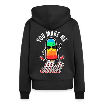 Tu me fais fondre, crème glacée - Sweat à capuche Premium bio Femme - noir - Dos - Julia (174cm)