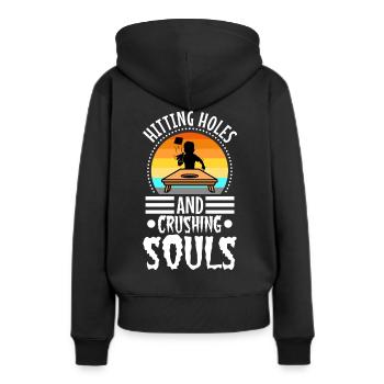 Hitting Holes and Crushing Souls - Frauen Premium Bio Hoodie - Schwarz - Hinten - Julia (174cm)
