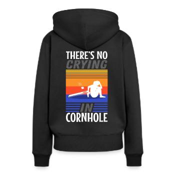 Theres no crying in cornhole - Frauen Premium Bio Hoodie - Schwarz - Hinten - Julia (174cm)