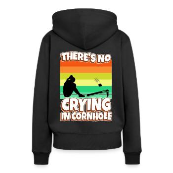 Theres no crying in cornhole - Frauen Premium Bio Hoodie - Schwarz - Hinten - Julia (174cm)