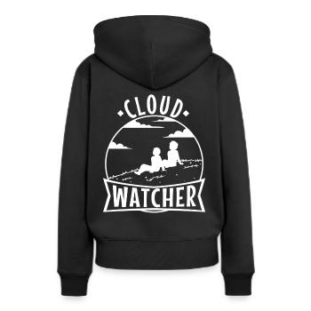Cloud Watcher - Frauen Premium Bio Hoodie - Schwarz - Hinten - Julia (174cm)
