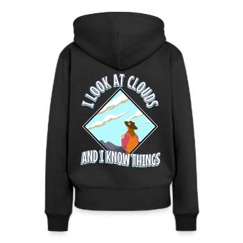 I Look At Clouds And I Know Things - Frauen Premium Bio Hoodie - Schwarz - Hinten - Julia (174cm)