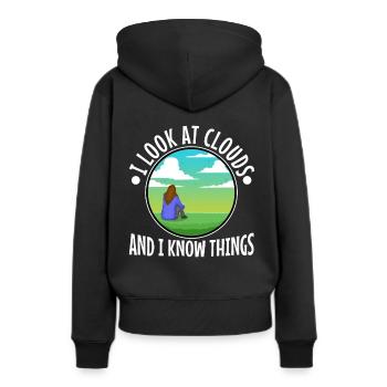 I Look At Clouds And I Know Things - Frauen Premium Bio Hoodie - Schwarz - Hinten - Julia (174cm)