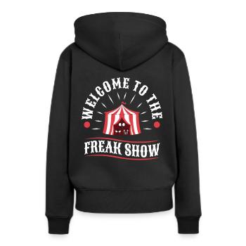 Bienvenue au freak show - Sweat à capuche Premium bio Femme - noir - Dos - Julia (174cm)