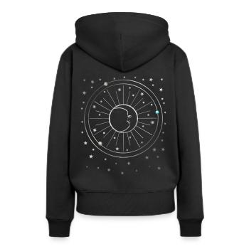 Lune - Étoiles - Planètes - Ciel étoilé - Galaxie - Sweat à capuche Premium bio Femme - noir - Dos - Julia (174cm)