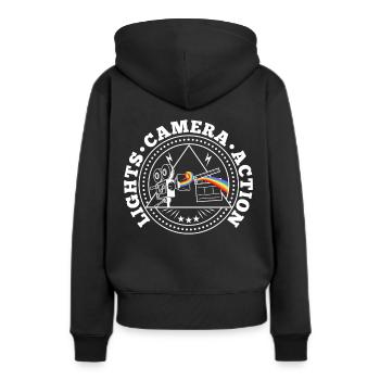 Lights camera action - Frauen Premium Bio Hoodie - Schwarz - Hinten - Julia (174cm)