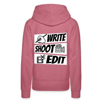 Write Shoot Edit Repeat - Women’s Premium Organic Hoodie - mauve - Back - Isabella (175cm)