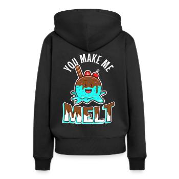Tu me fais fondre, crème glacée - Sweat à capuche Premium bio Femme - noir - Dos - Julia (174cm)