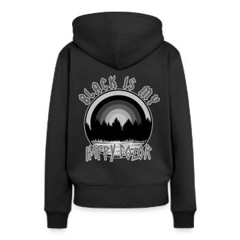 Le noir est ma couleur heureuse - Sweat à capuche Premium bio Femme - noir - Dos - Julia (174cm)