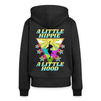 Un peu hippie Un petit capot - Sweat à capuche Premium bio Femme - noir - Dos - Julia (174cm)