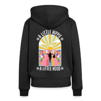 Un peu hippie Un petit capot - Sweat à capuche Premium bio Femme - noir - Dos - Julia (174cm)
