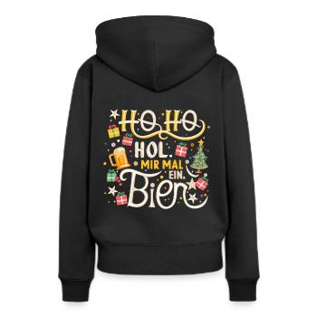 Ho Ho Hol mir mal ein Bier - Frauen Premium Bio Hoodie - Schwarz - Hinten - Julia (174cm)