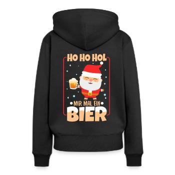 Ho Ho Hol mir mal ein Bier - Frauen Premium Bio Hoodie - Schwarz - Hinten - Julia (174cm)