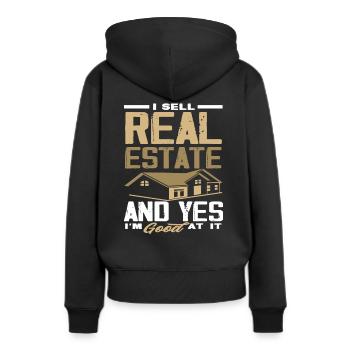 Agent immobilier - Sweat à capuche Premium bio Femme - noir - Dos - Julia (174cm)