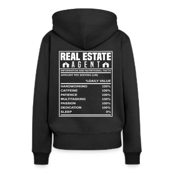 Immobilienmakler Informationen Geschenkidee - Frauen Premium Bio Hoodie - Schwarz - Hinten - Julia (174cm)