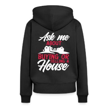 Immobilienmakler - Frauen Premium Bio Hoodie - Schwarz - Hinten - Julia (174cm)