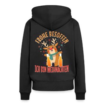 Frohe besoffen ich bin Weihnachten - Frauen Premium Bio Hoodie - Schwarz - Hinten - Julia (174cm)