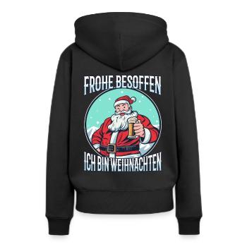 Frohe besoffen ich bin Weihnachten - Frauen Premium Bio Hoodie - Schwarz - Hinten - Julia (174cm)