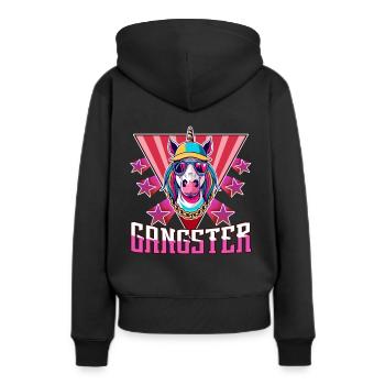 Gangsta Unicorn - Frauen Premium Bio Hoodie - Schwarz - Hinten - Julia (174cm)