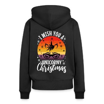 Je vous souhaite un Noël de Licorne - Sweat à capuche Premium bio Femme - noir - Dos - Julia (174cm)