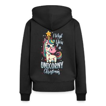 Je vous souhaite un Noël de Licorne - Sweat à capuche Premium bio Femme - noir - Dos - Julia (174cm)