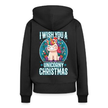 Je vous souhaite un Noël de Licorne - Sweat à capuche Premium bio Femme - noir - Dos - Julia (174cm)